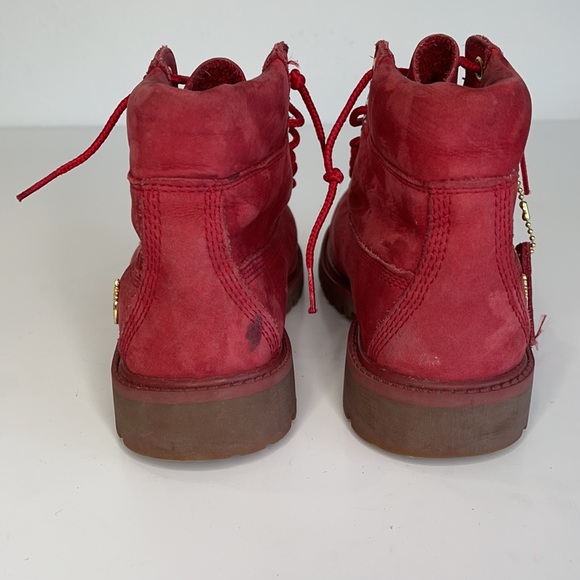 Timberland Suede leather waterproof hiking boot red Kids US 2 - Picture 6 of 15